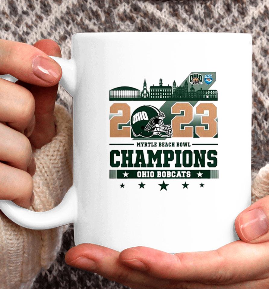 Ohio Bobcats Football 2023 White Design Myrtle Beach Bowl Champions Coffee Mug