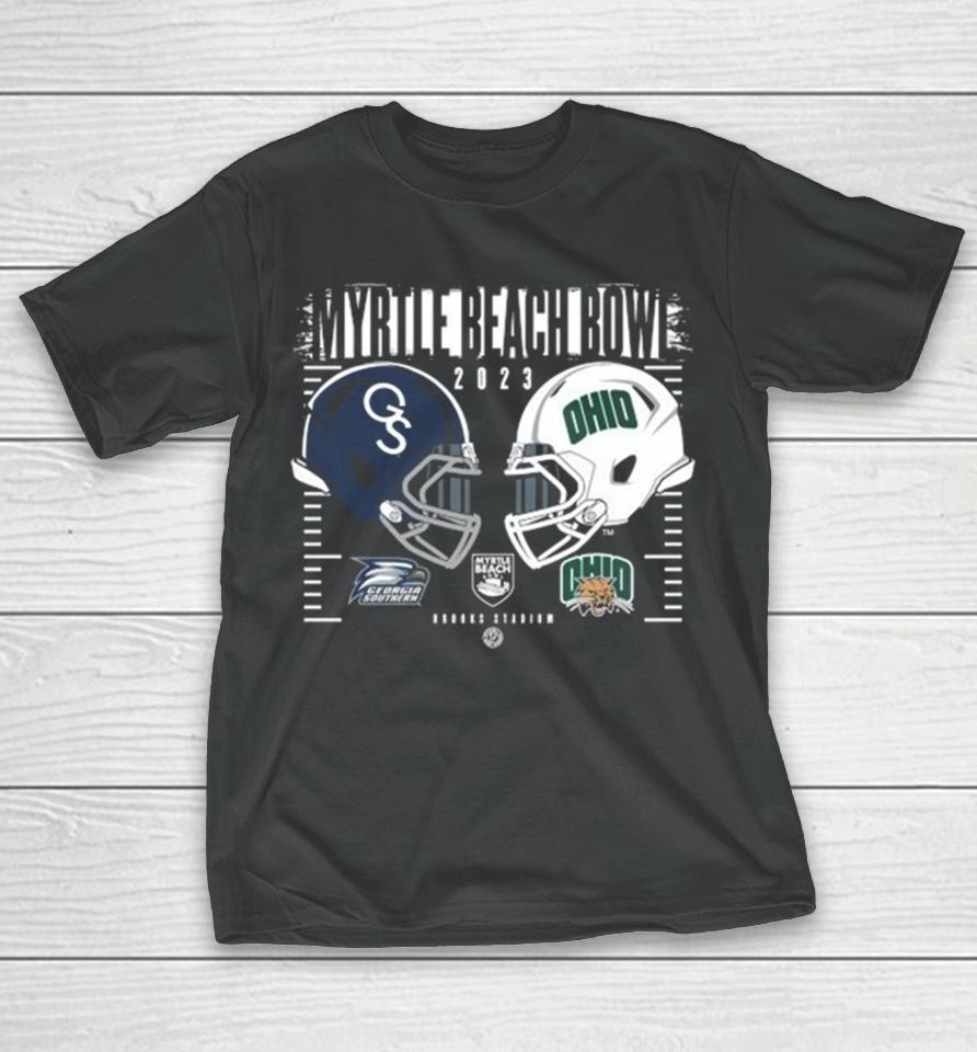 Ohio Bobcats Vs Georgia Southern 2023 Myrtle Beach Bowl Dueling Helmets T-Shirt