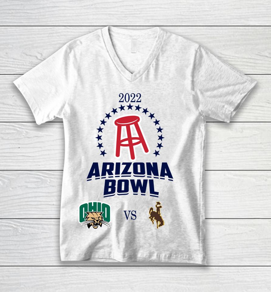 Ohio Bobcats Vs Wyoming Cowboys 2022 Arstool Sports Arizona Bowl Unisex V-Neck T-Shirt
