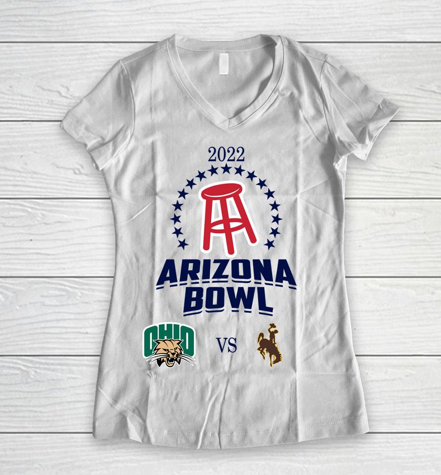 Ohio Bobcats Vs Wyoming Cowboys 2022 Arstool Sports Arizona Bowl Women V-Neck T-Shirt