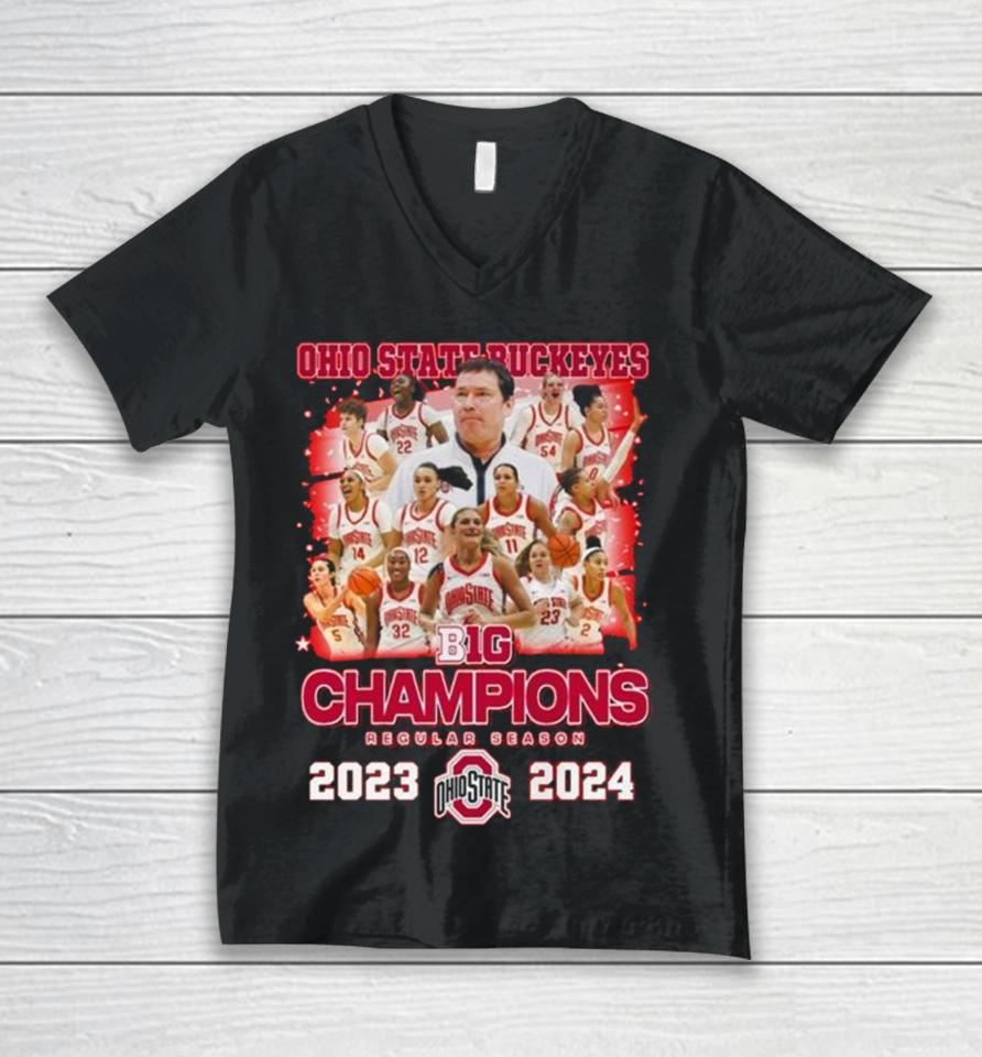 Ohio State Buckeyes B1G Champions Regular Season 2023 2024 Unisex V-Neck T-Shirt
