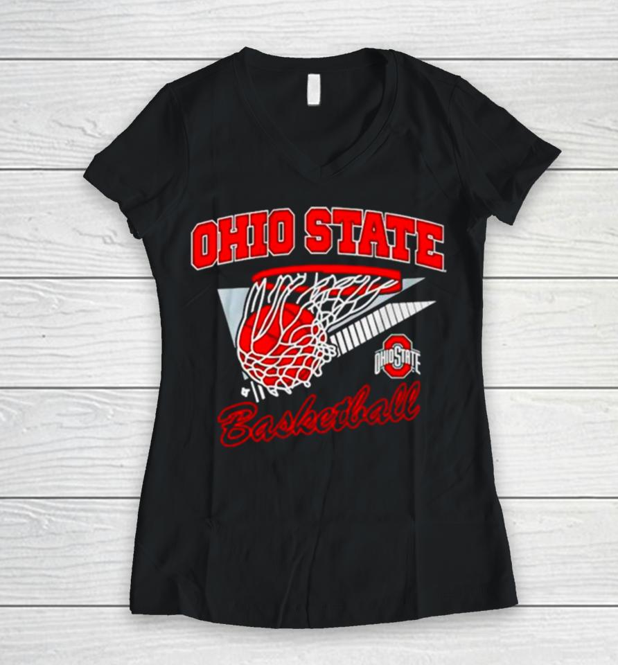Ohio State Buckeyes Basketball Retro Women V-Neck T-Shirt
