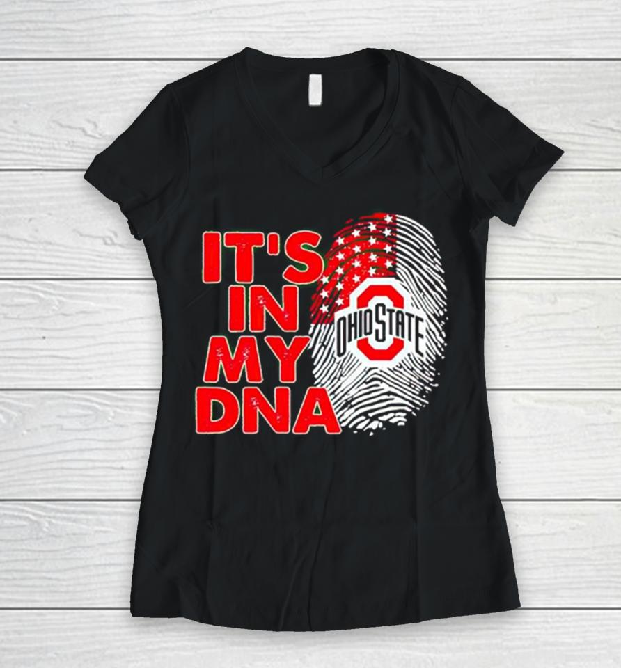 Ohio State Buckeyes It’s In My Dna Fingerprint Women V-Neck T-Shirt