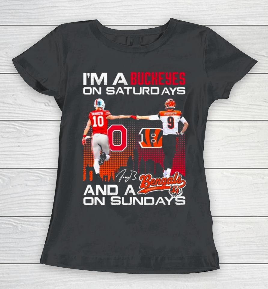 Ohio State Buckeyes On Saturdays Cincinnati Bengals On Sundays Women T-Shirt