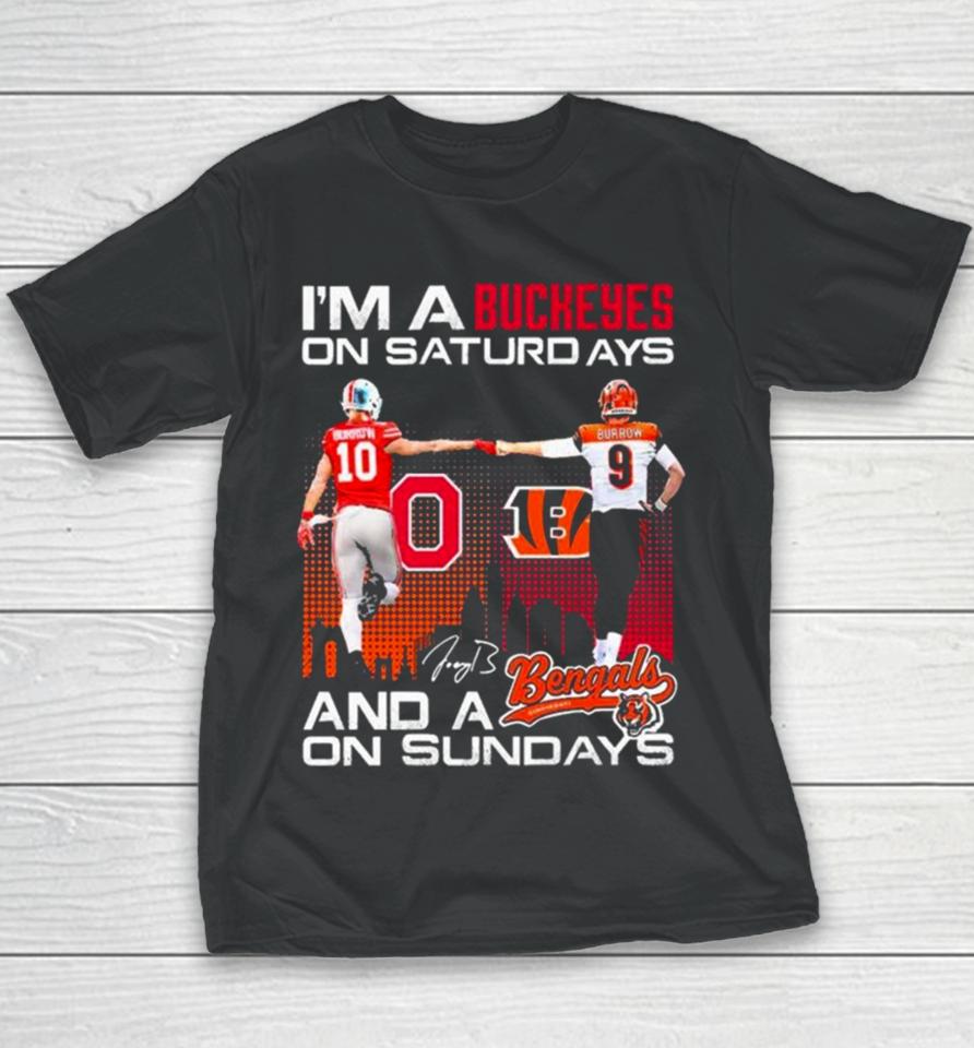 Ohio State Buckeyes On Saturdays Cincinnati Bengals On Sundays Youth T-Shirt