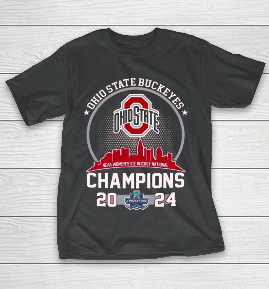 Ohio State Buckeyes Skyline 2024 Ncaa Women’s Ice Hockey National Champions T-Shirt