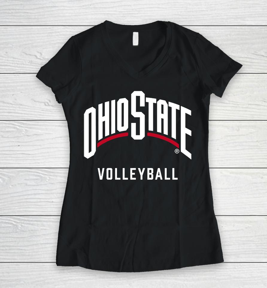 Ohio State Buckeyes Volleyball Scarlet Women V-Neck T-Shirt
