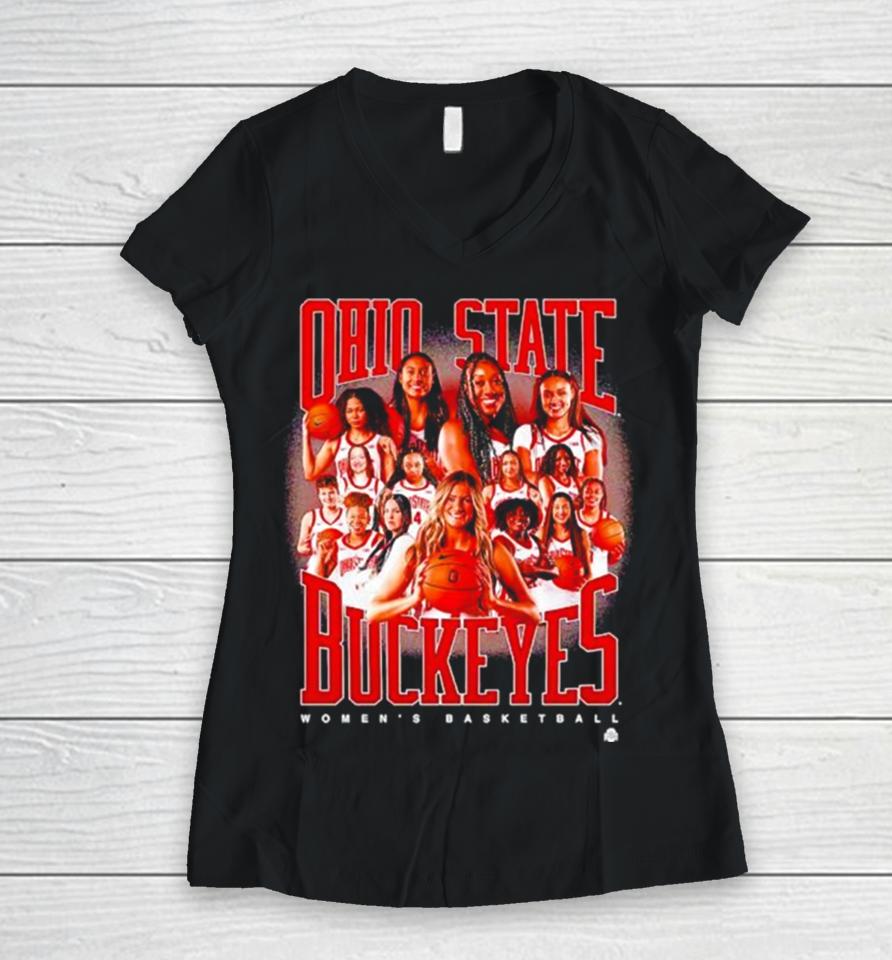 Ohio State Buckeyes Women’s Basketball Team Signature Women V-Neck T-Shirt