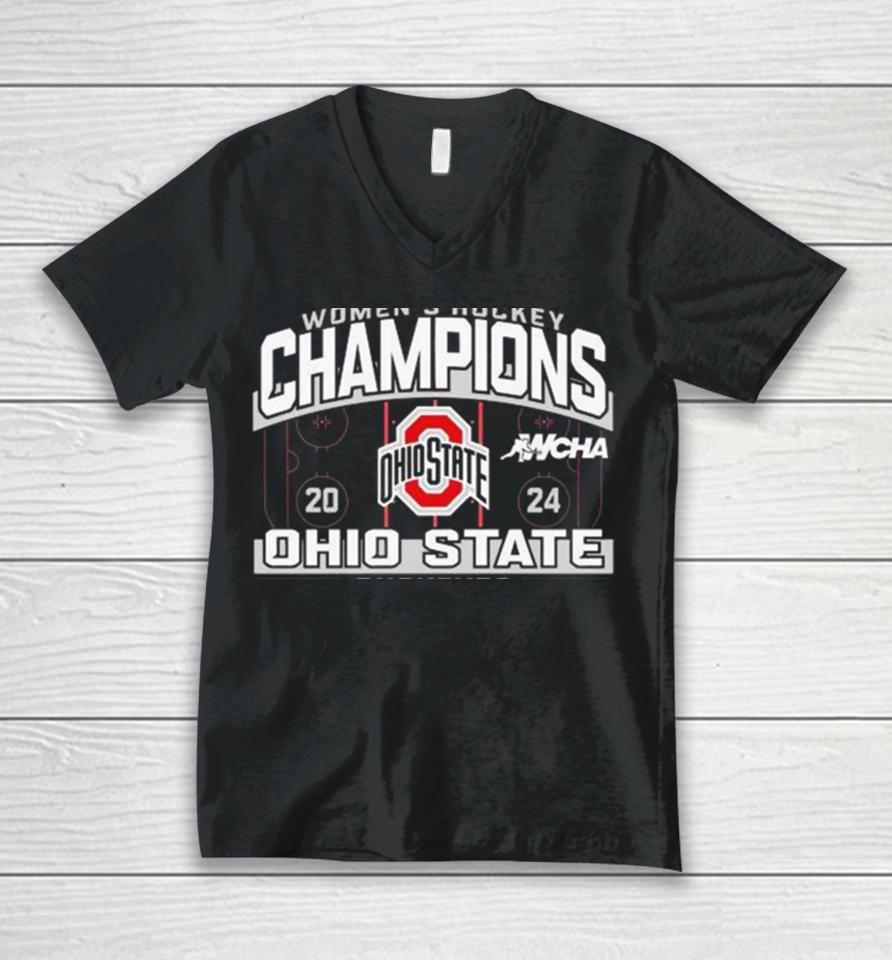 Ohio State Buckeyes Women’s Hockey 2024 Champions Unisex V-Neck T-Shirt