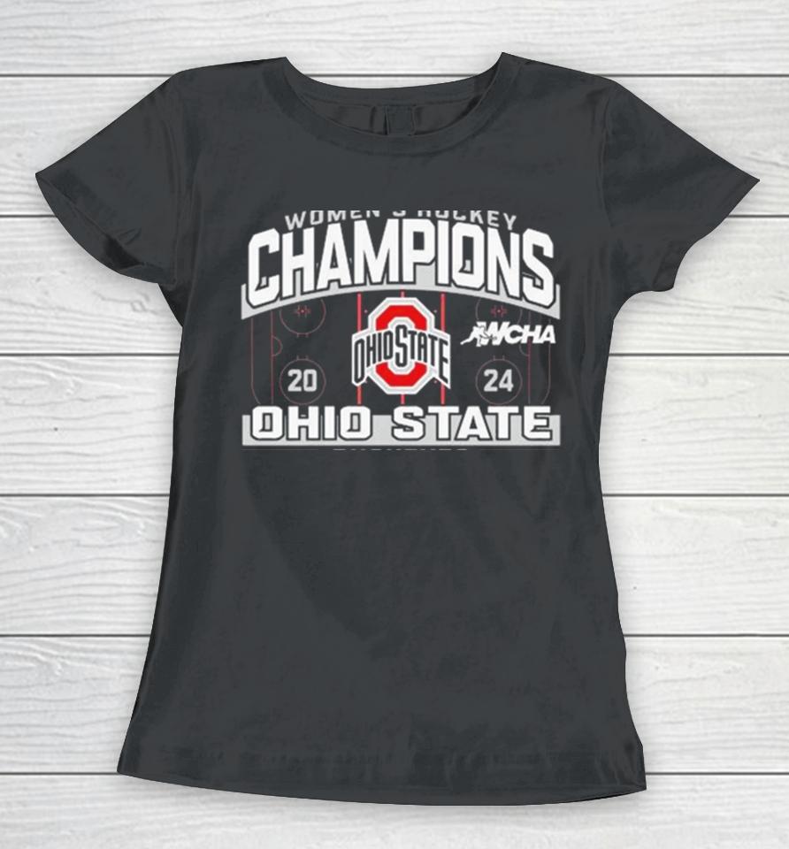 Ohio State Buckeyes Women’s Hockey 2024 Champions Women T-Shirt