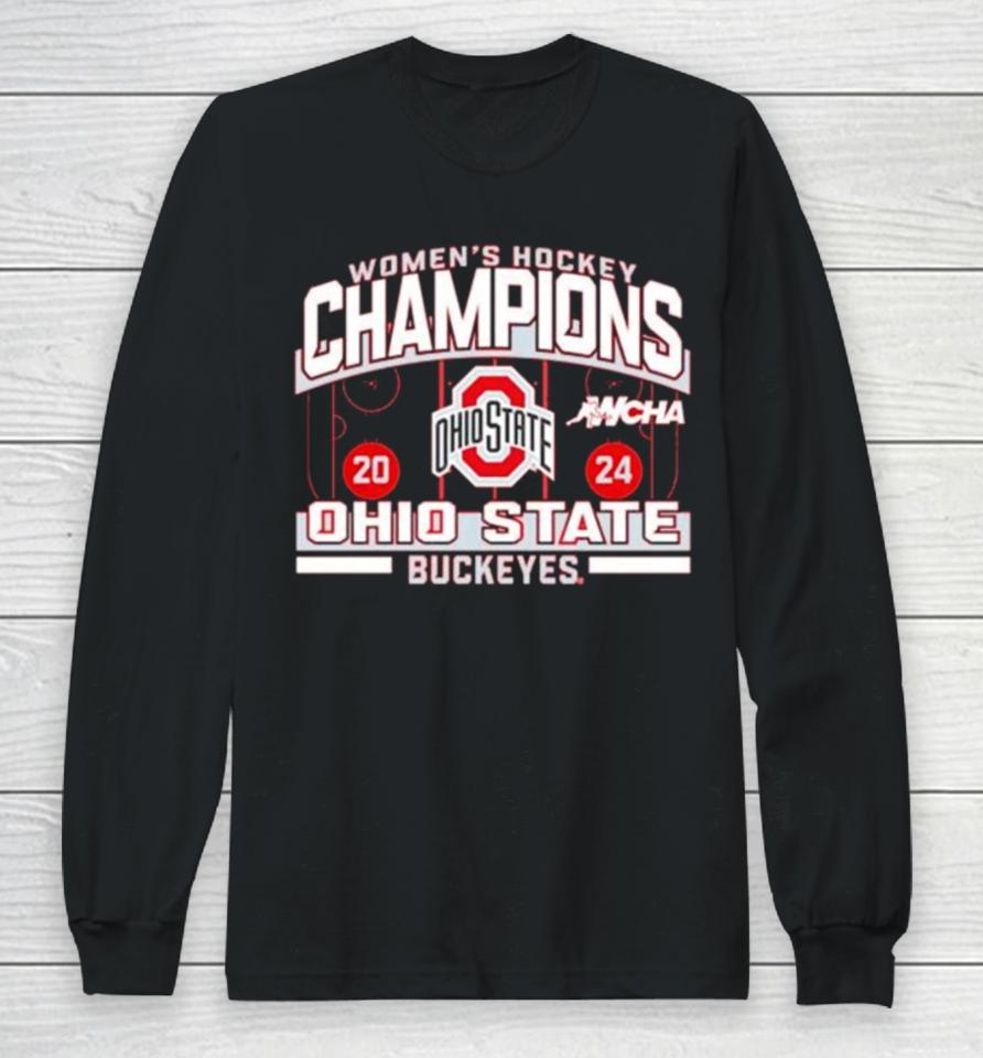 Ohio State Buckeyes Women’s Hockey Wcha 2024 Season Champions Long Sleeve T-Shirt