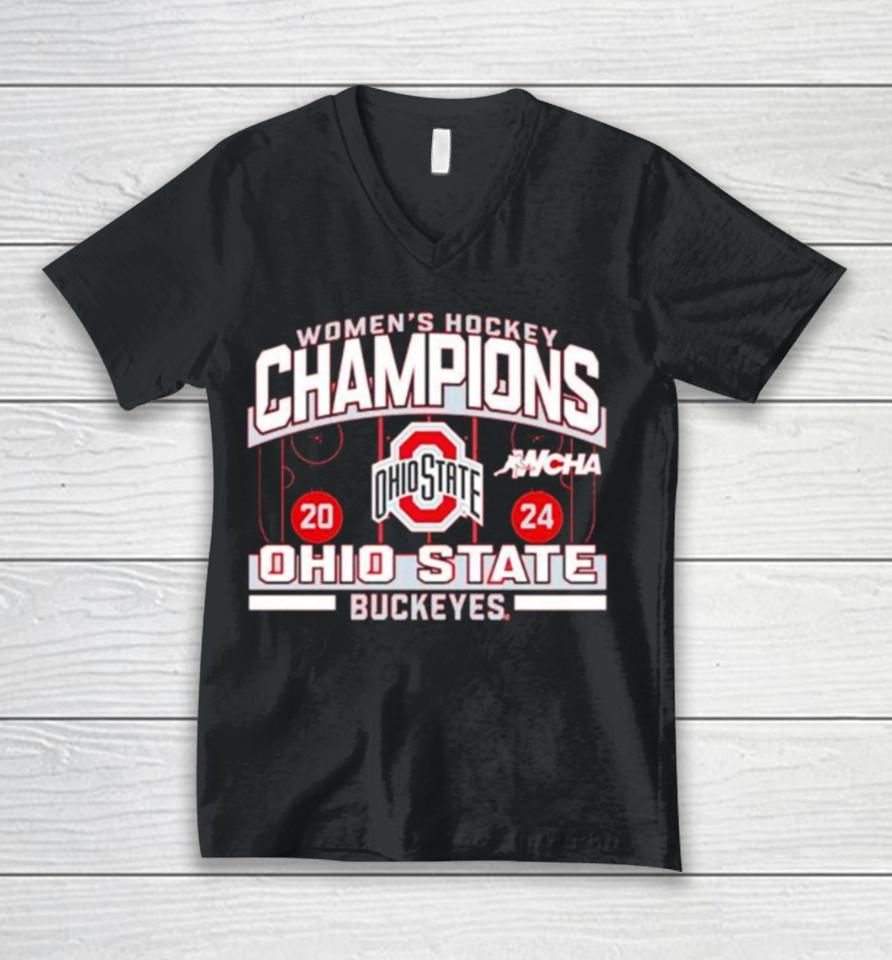 Ohio State Buckeyes Women’s Hockey Wcha 2024 Season Champions Unisex V-Neck T-Shirt
