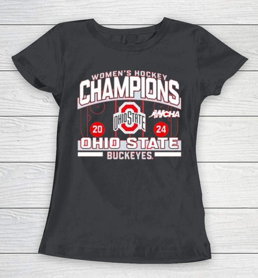 Ohio State Buckeyes Women’s Hockey Wcha 2024 Season Champions Women T-Shirt