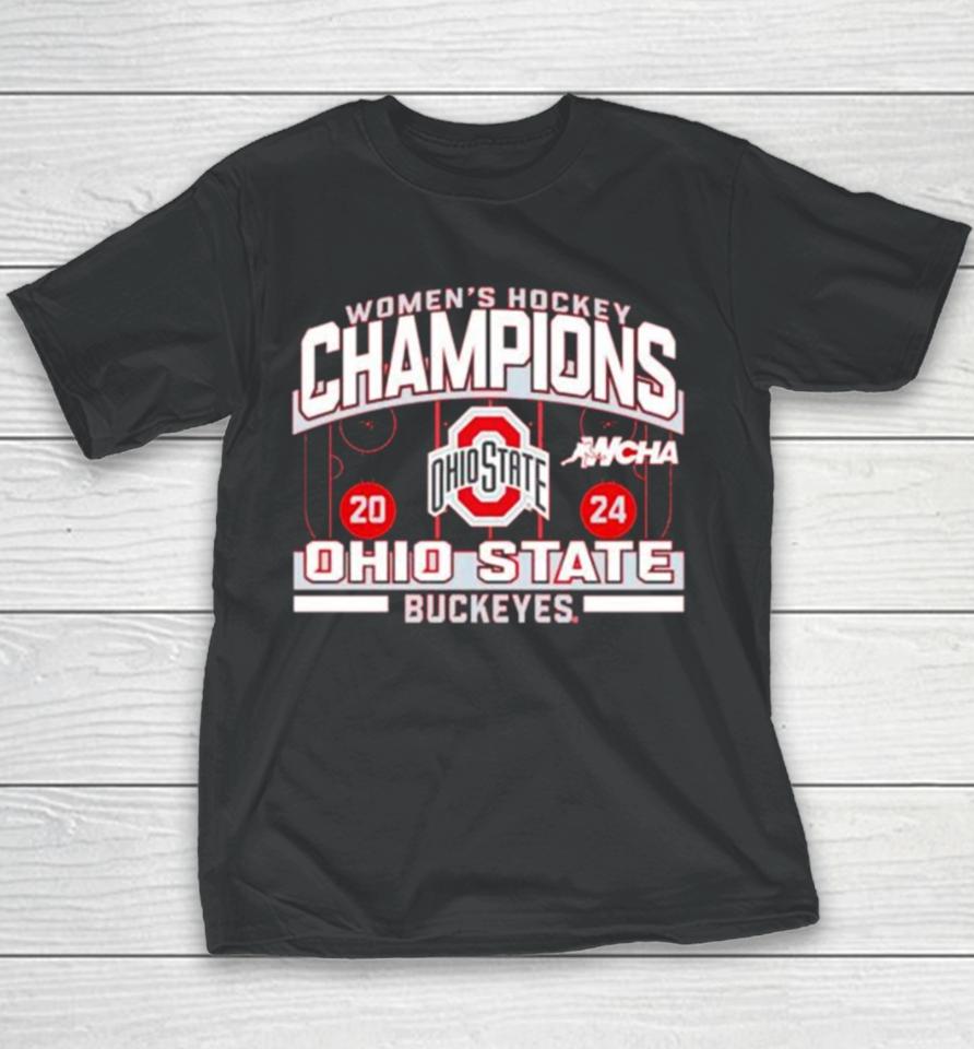 Ohio State Buckeyes Women’s Hockey Wcha 2024 Season Champions Youth T-Shirt