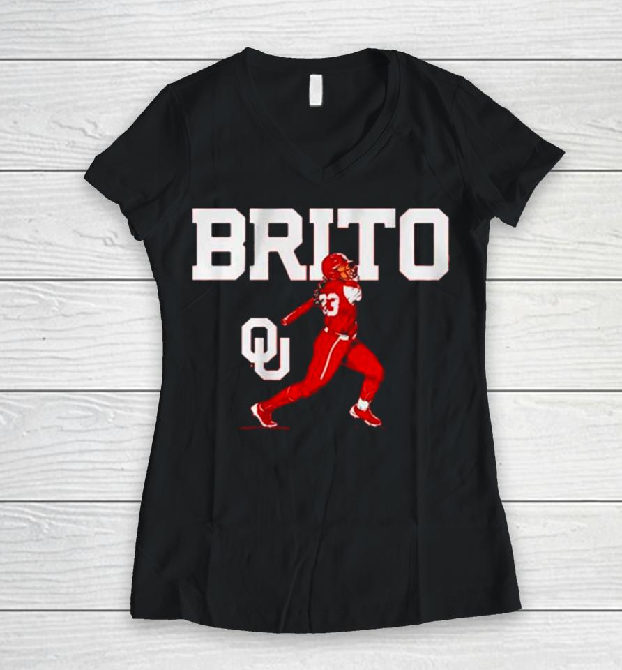 Oklahoma Softball Alyssa Brito Vintage Women V-Neck T-Shirt