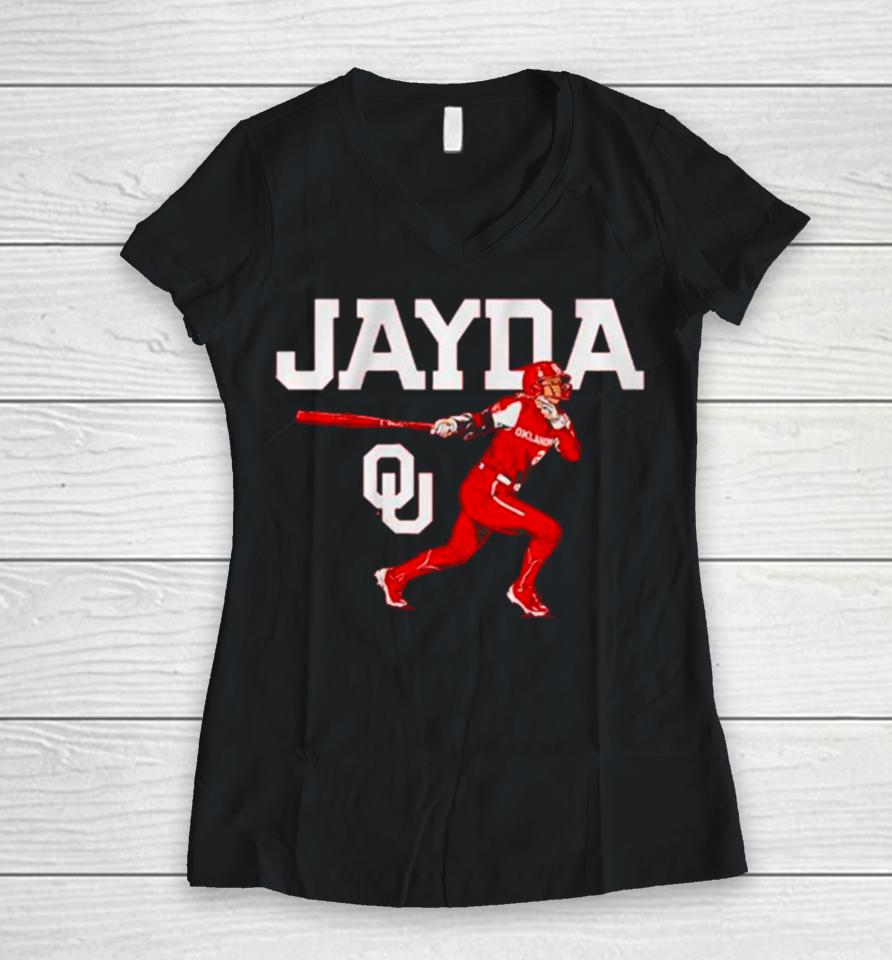 Oklahoma Softball Jayda Coleman Player Women V-Neck T-Shirt