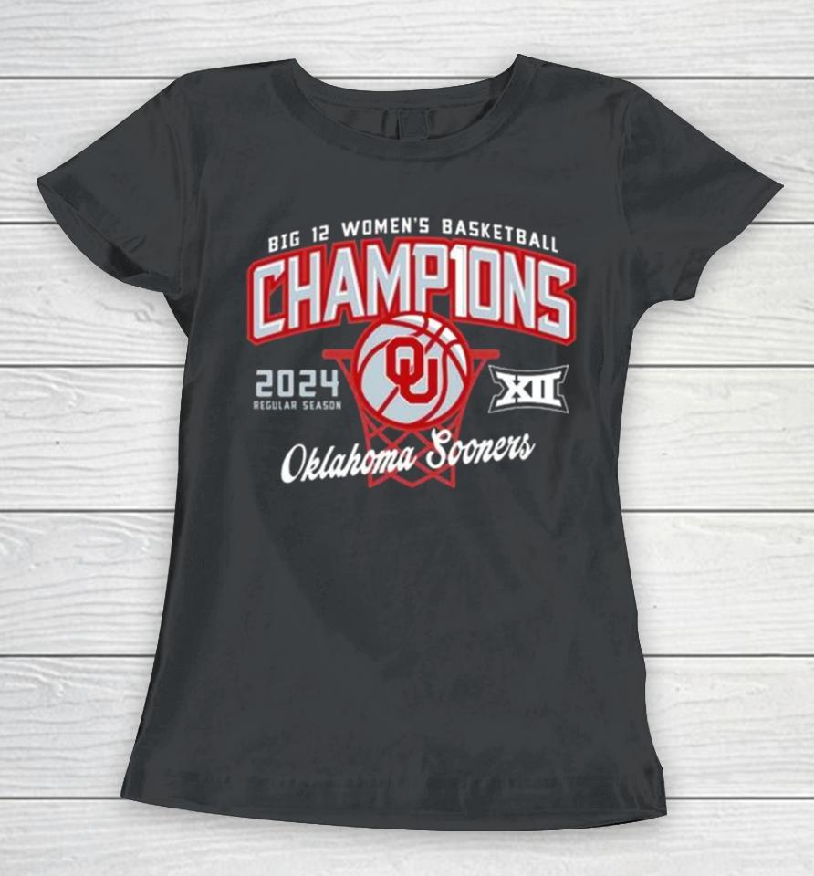 Oklahoma Sooners 2024 Big 12 Women’s Basketball Regular Season Champions Women T-Shirt