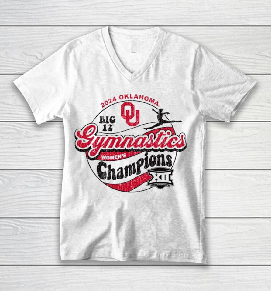 Oklahoma Sooners 2024 Big 12 Women’s Gymnastics Champions Unisex V-Neck T-Shirt