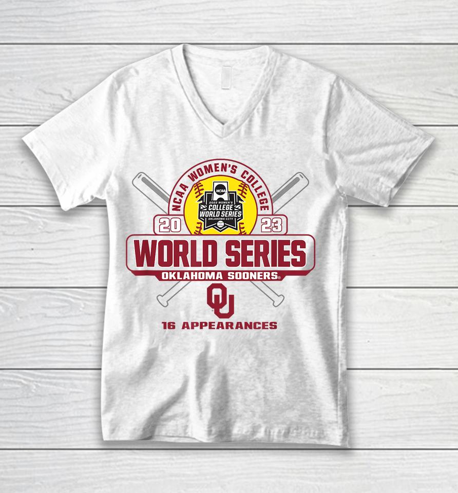 Oklahoma Sooners Women's College World Series 2023 Softball Unisex V-Neck T-Shirt