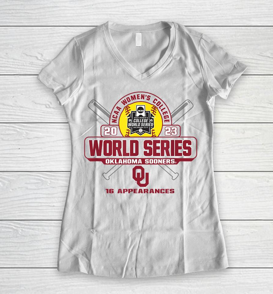 Oklahoma Sooners Women's College World Series 2023 Softball Women V-Neck T-Shirt