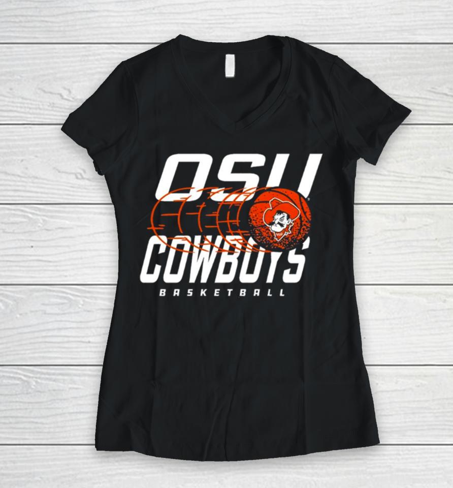 Oklahoma State Cowboys Basketball Logo Women V-Neck T-Shirt