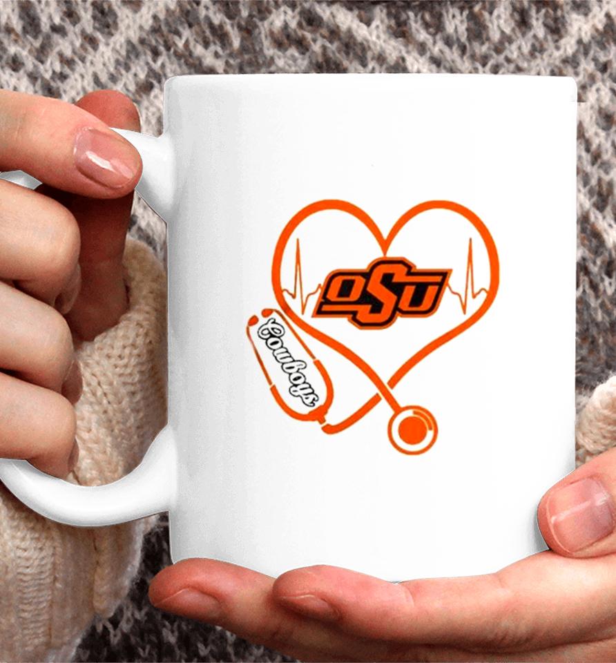 Oklahoma State Cowboys Football Shop Stethoscope Heartbeat Love Oklahoma State Cowboys Coffee Mug