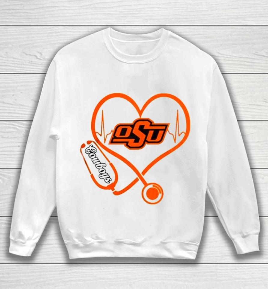 Oklahoma State Cowboys Football Shop Stethoscope Heartbeat Love Oklahoma State Cowboys Sweatshirt