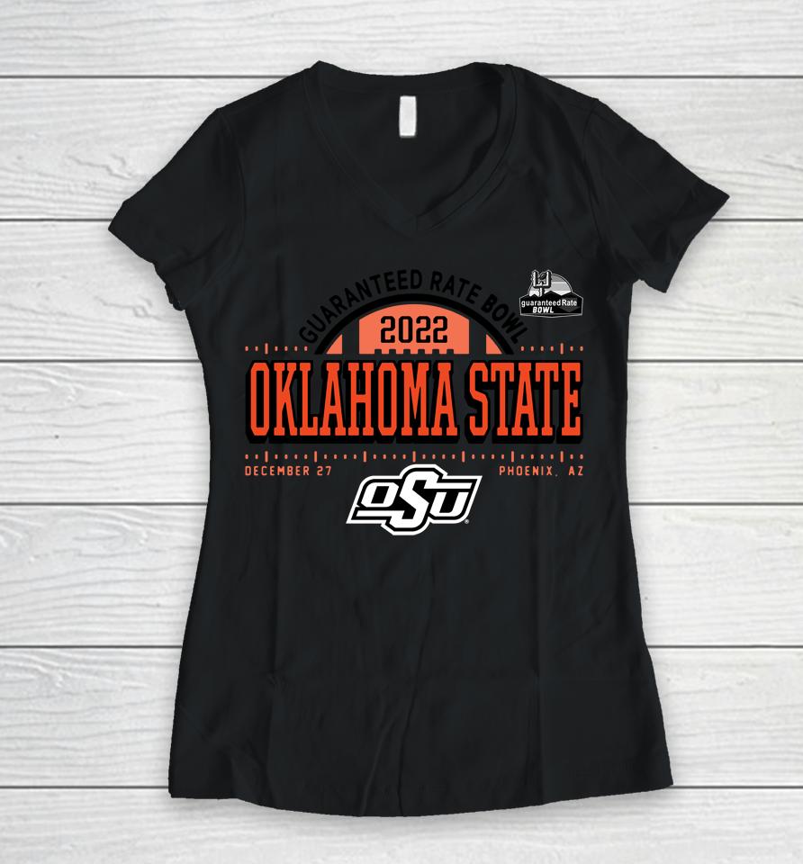 Oklahoma State Cowboys Orange Guaranteed Rate Bowl Bound Women V-Neck T-Shirt