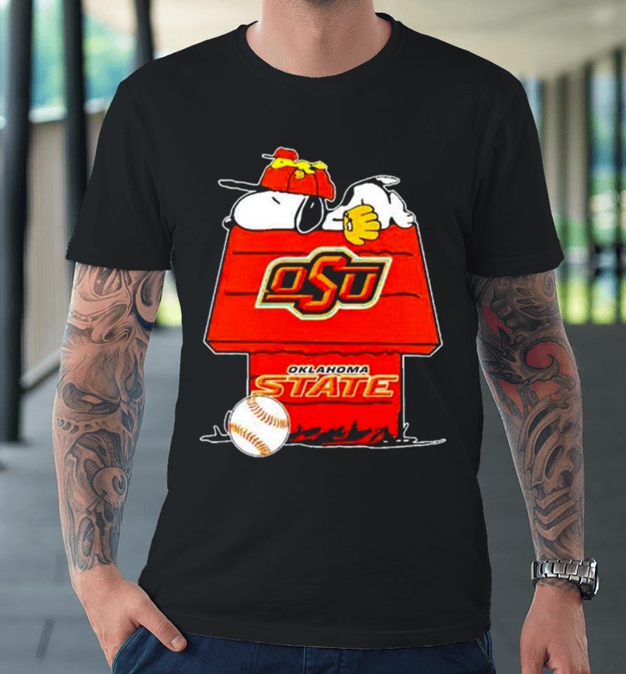 Oklahoma State Cowboys Snoopy And Woodstock The Peanuts Baseball Premium T-Shirt