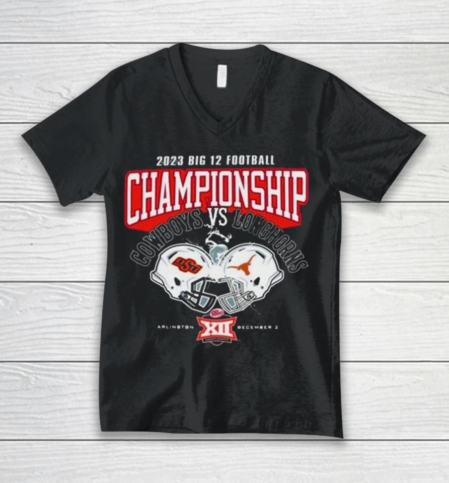 Oklahoma State Cowboys Vs Texas Longhorns 2023 Big 12 Football Championship Unisex V-Neck T-Shirt