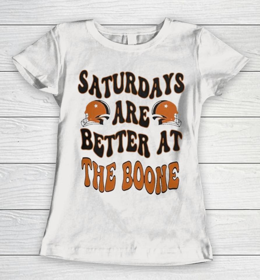 Oklahoma State Football Saturdays Are Better At The Boone 2023 Helmet Women T-Shirt