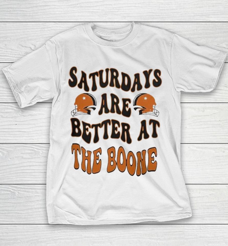 Oklahoma State Football Saturdays Are Better At The Boone 2023 Helmet Youth T-Shirt