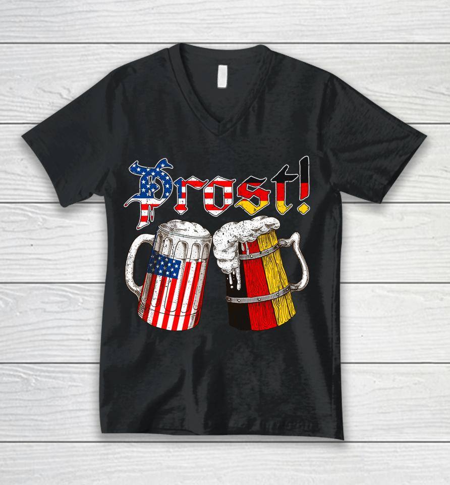 Oktoberfest American German Flag Beer Prost German Beer Unisex V-Neck T-Shirt