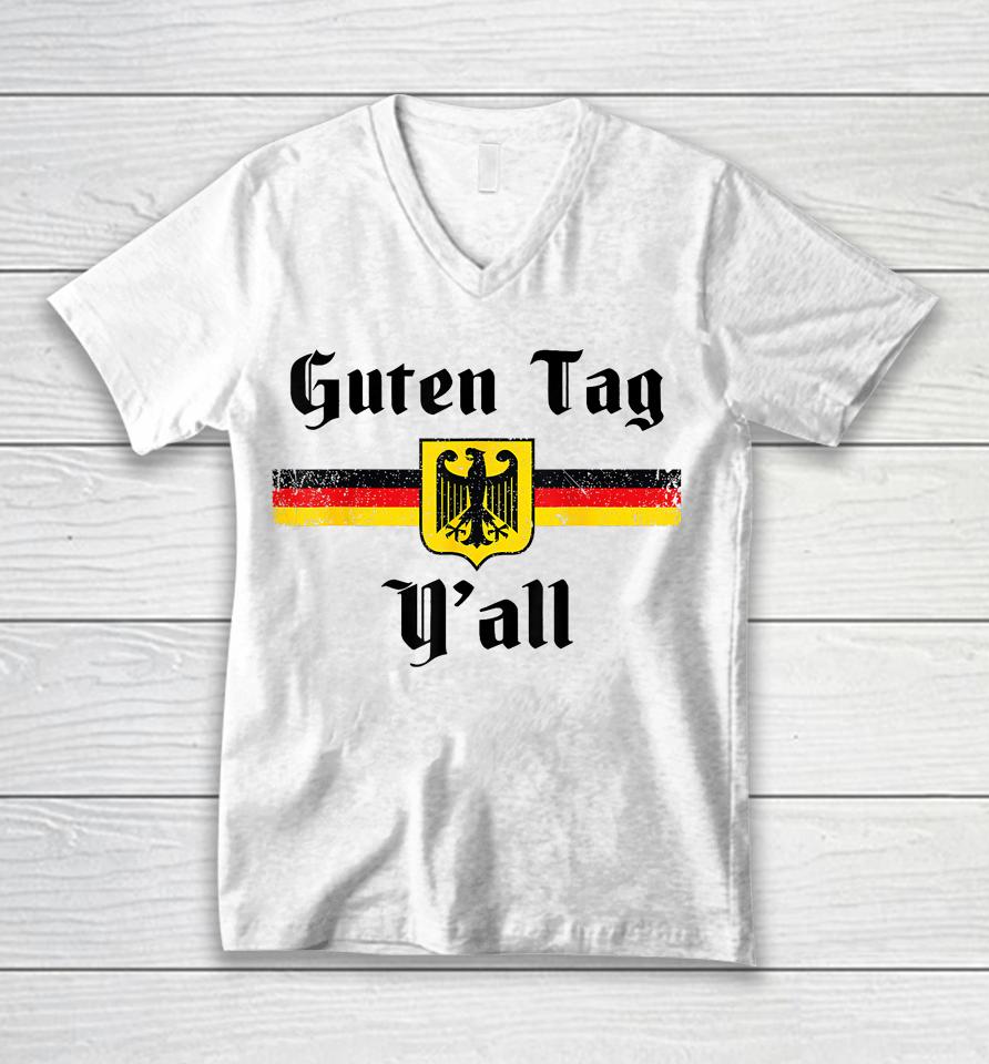 Oktoberfest German Flag Eagle Prost Guten Tag Y'all Fun Tee Unisex V-Neck T-Shirt