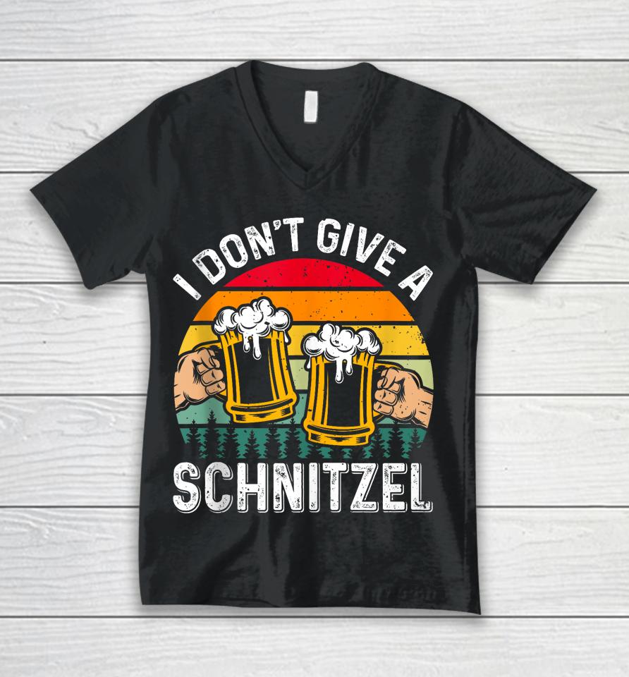 Oktoberfest I Don't Give A Schnitzel Beer Fan German Food Unisex V-Neck T-Shirt