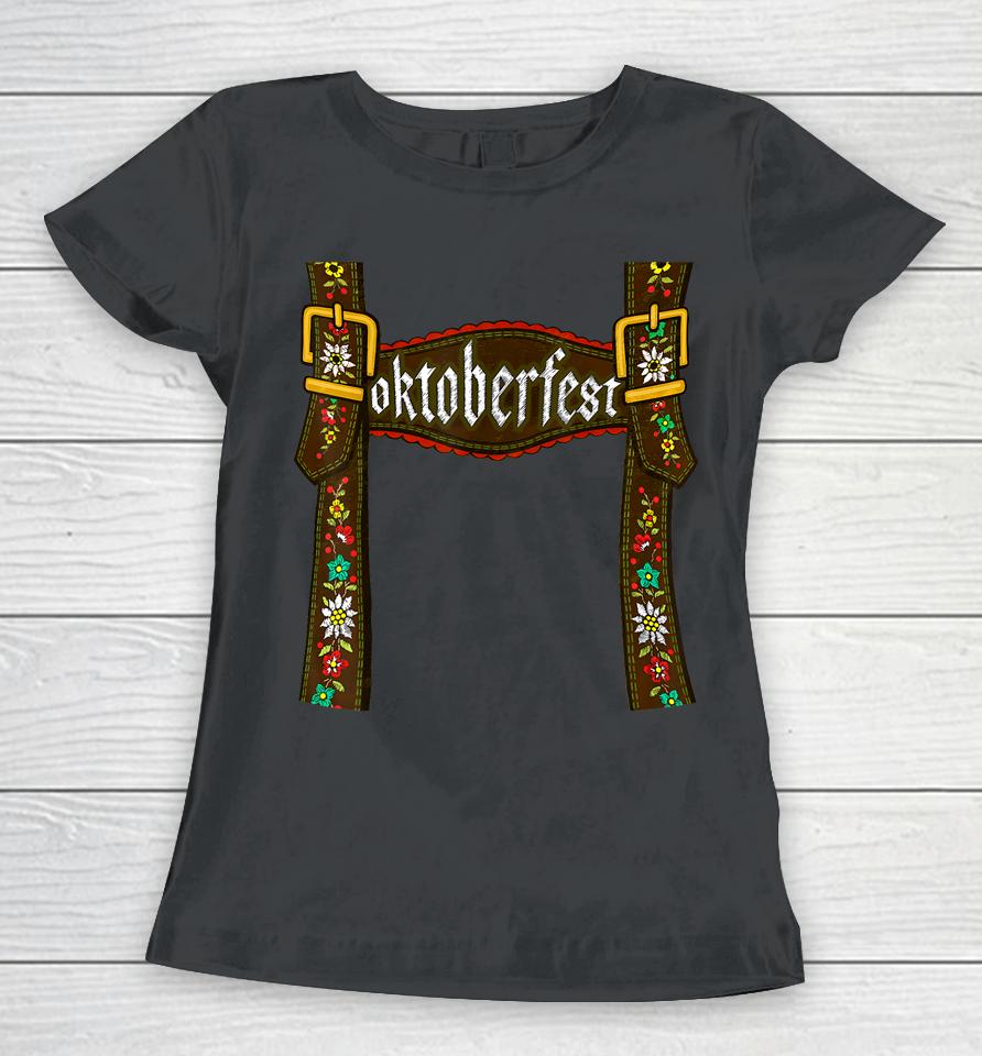 Oktoberfest Lederhosen Costume Cute German Bavarian Women T-Shirt