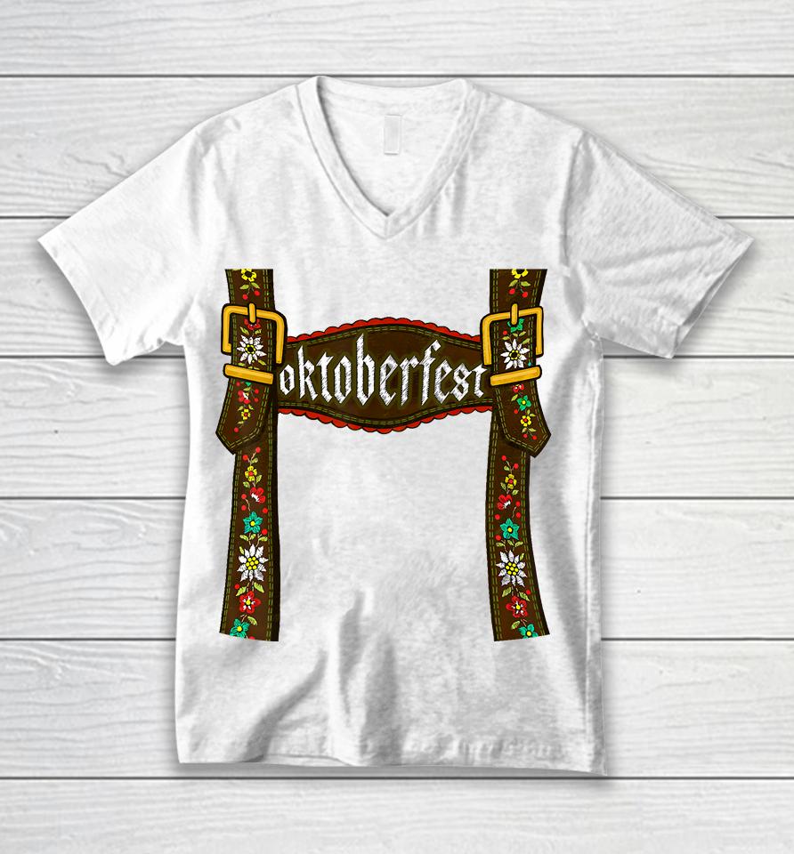 Oktoberfest Lederhosen Costume Cute German Bavarian Unisex V-Neck T-Shirt