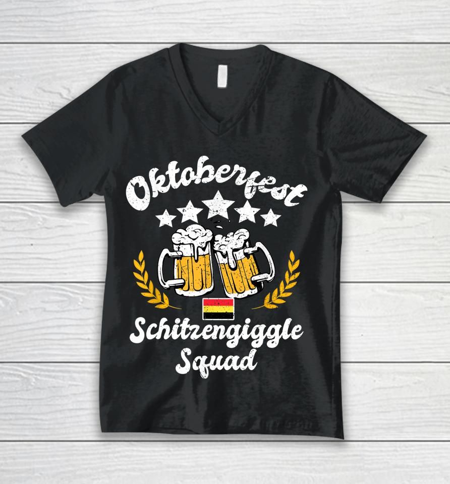 Oktoberfest Schitzengiggle Squad Happy Bavarian Festival Unisex V-Neck T-Shirt