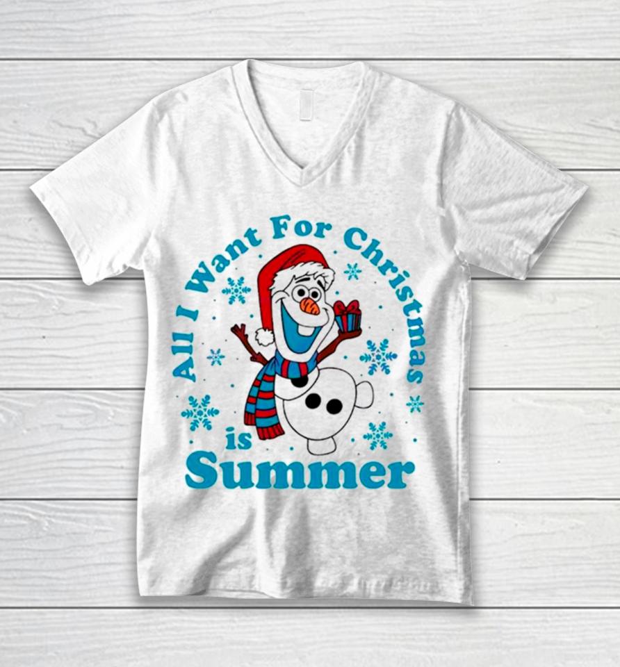 Olaf All I Want For Christmas Is Summer Unisex V-Neck T-Shirt