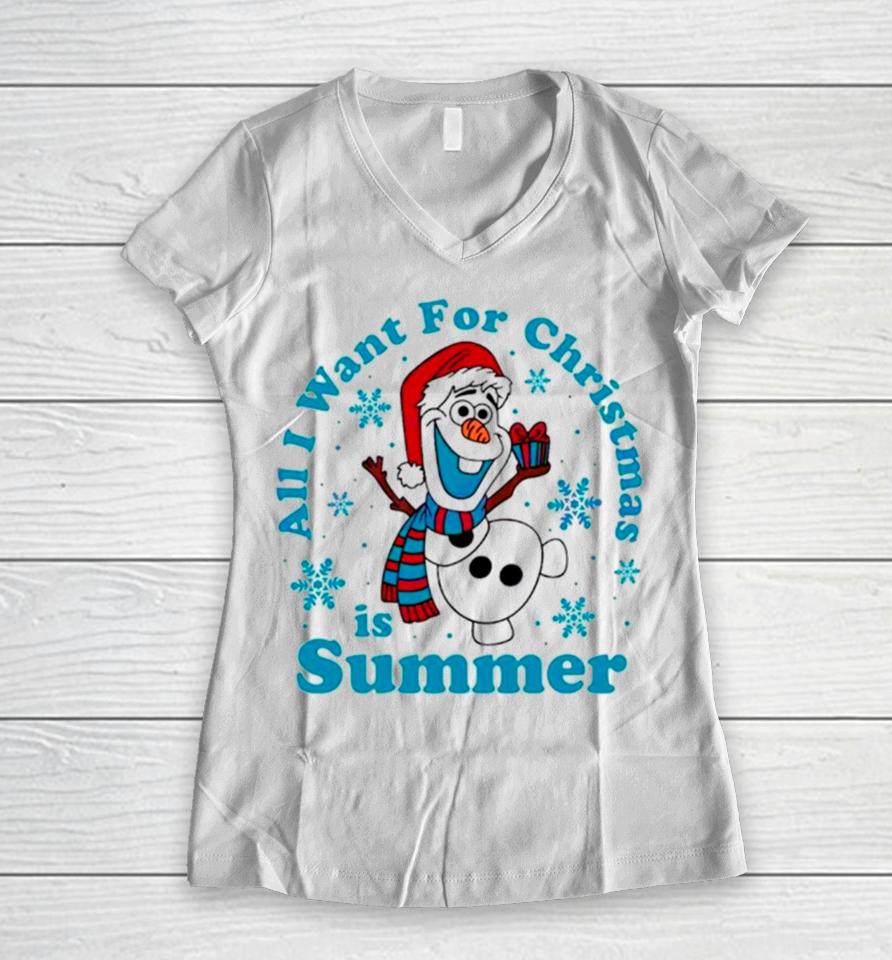Olaf All I Want For Christmas Is Summer Women V-Neck T-Shirt