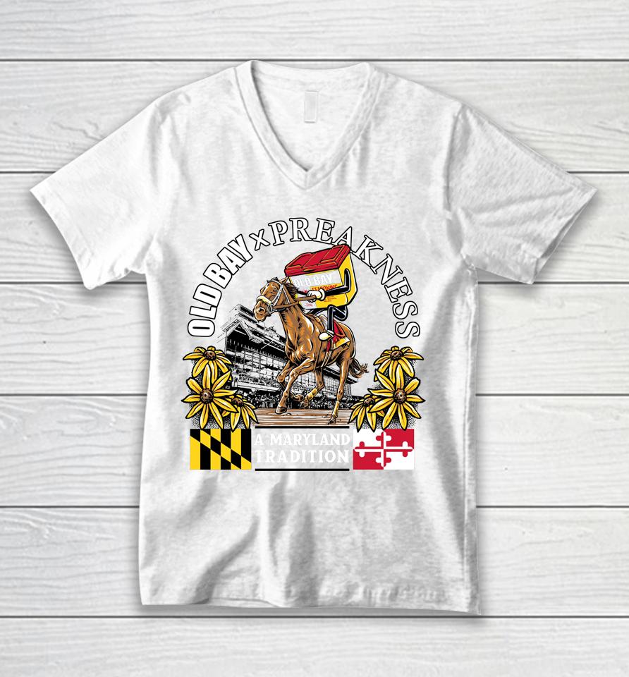 Old Bay X Preakness A Maryland Tradition Unisex V-Neck T-Shirt