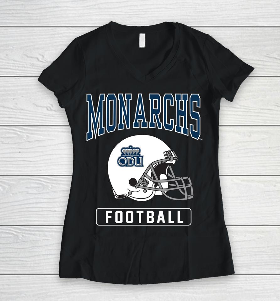 Old Dominion University Odu Monarchs Football Helmet Women V-Neck T-Shirt