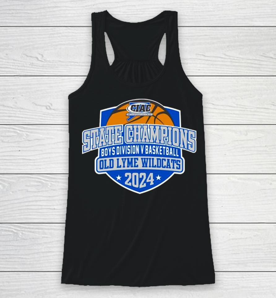 Old Lyme Wildcats 2024 Ciac Boys Division V Basketball State Champions Racerback Tank
