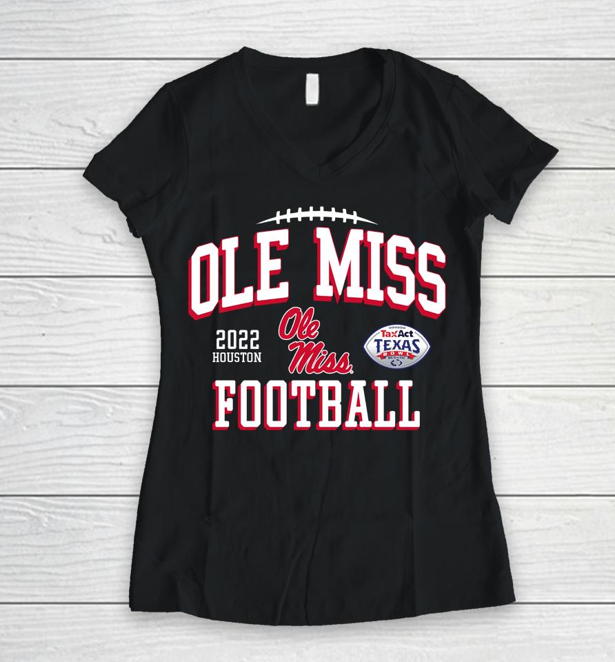 Ole Miss Football 2022 Texas Bowl Women V-Neck T-Shirt