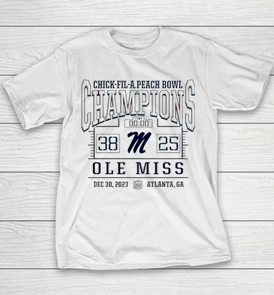 Ole Miss Rebels 2023 Peach Bowl Champions Youth T-Shirt