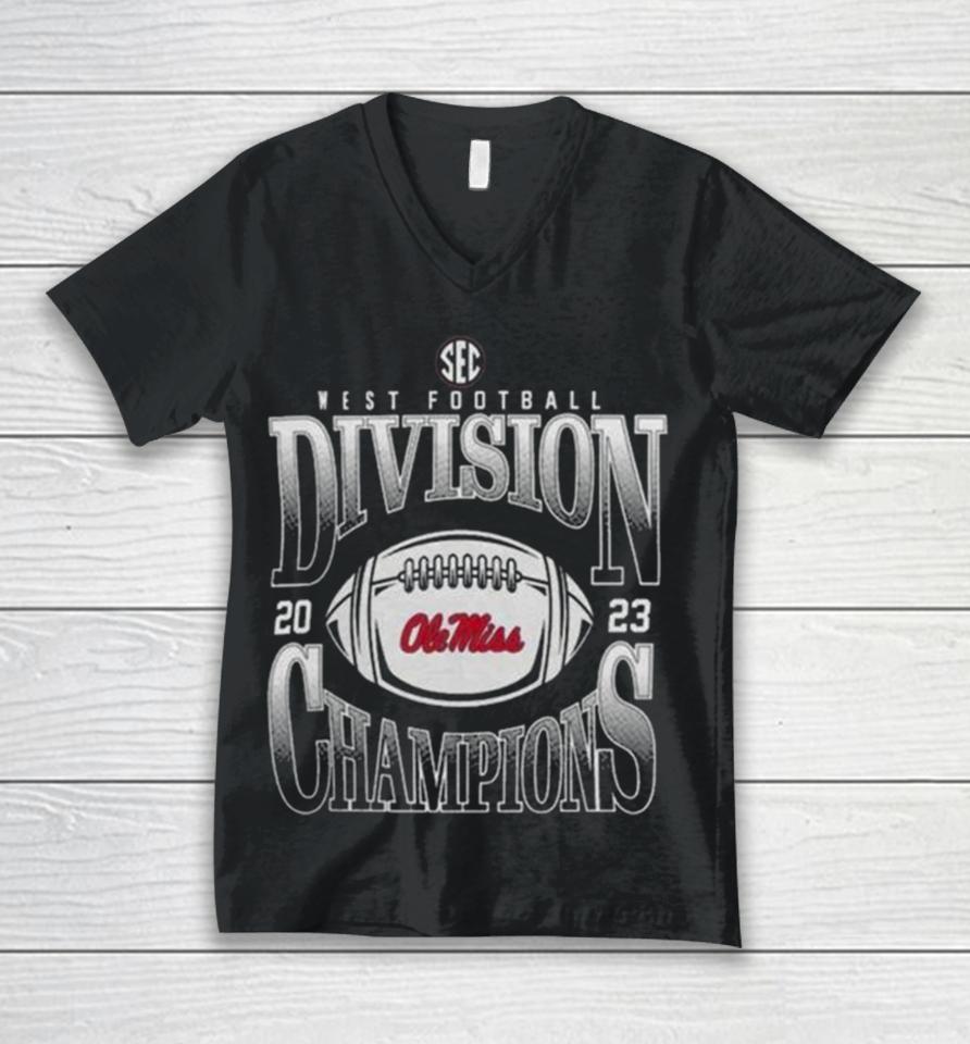 Ole Miss Rebels 2023 Sec West Football Division Champions Goal Line Stand Unisex V-Neck T-Shirt