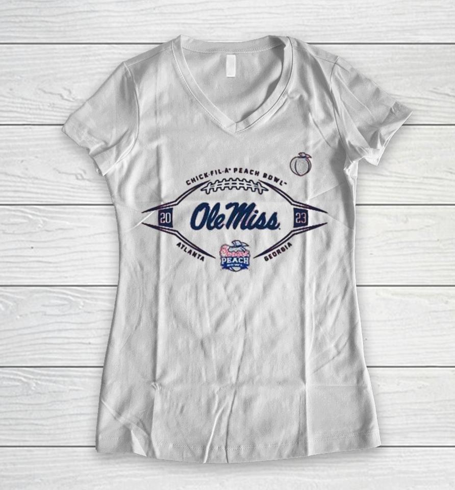 Ole Miss Rebels Football 2023 Chick Fil A Peach Bowl Women V-Neck T-Shirt