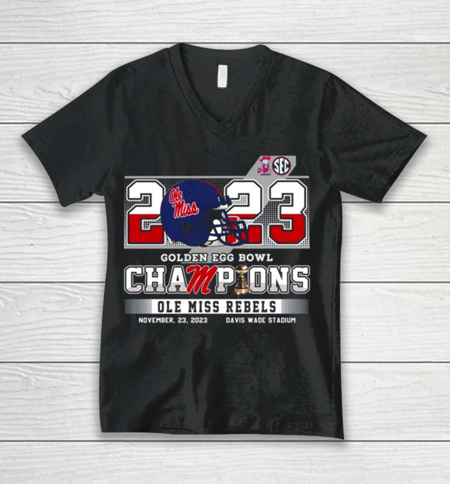 Ole Miss Rebels Football 2023 Golden Egg Bowl Champions Unisex V-Neck T-Shirt