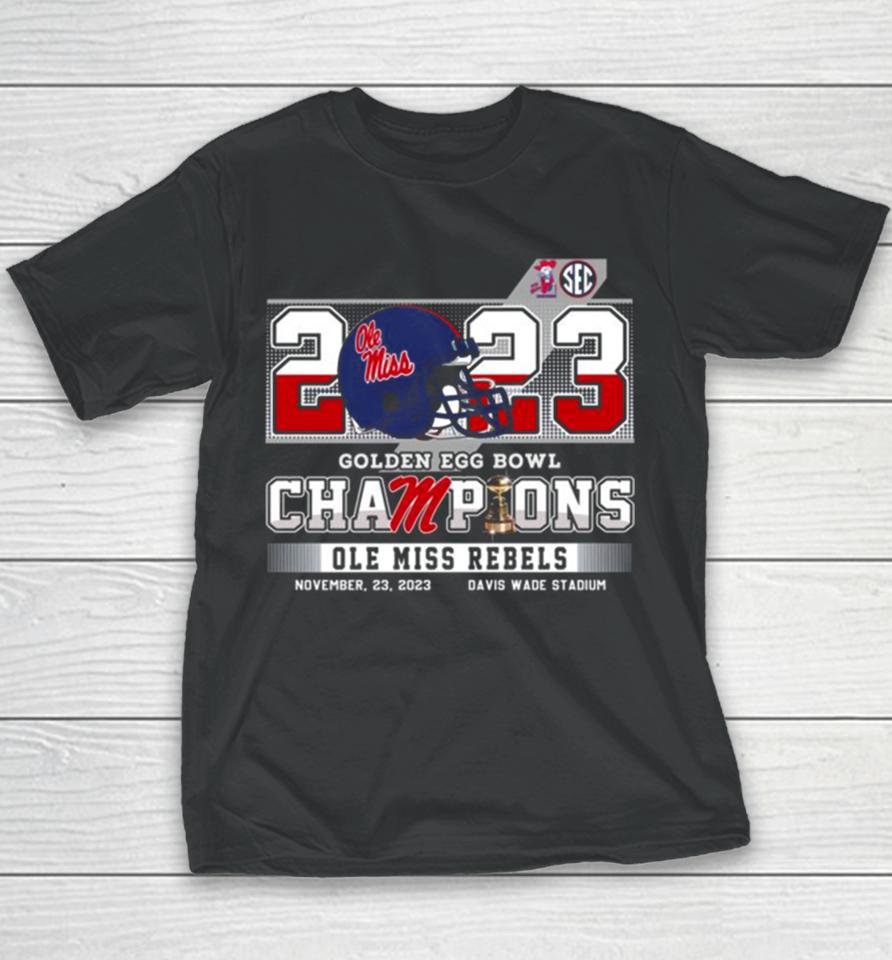 Ole Miss Rebels Football 2023 Golden Egg Bowl Champions Youth T-Shirt