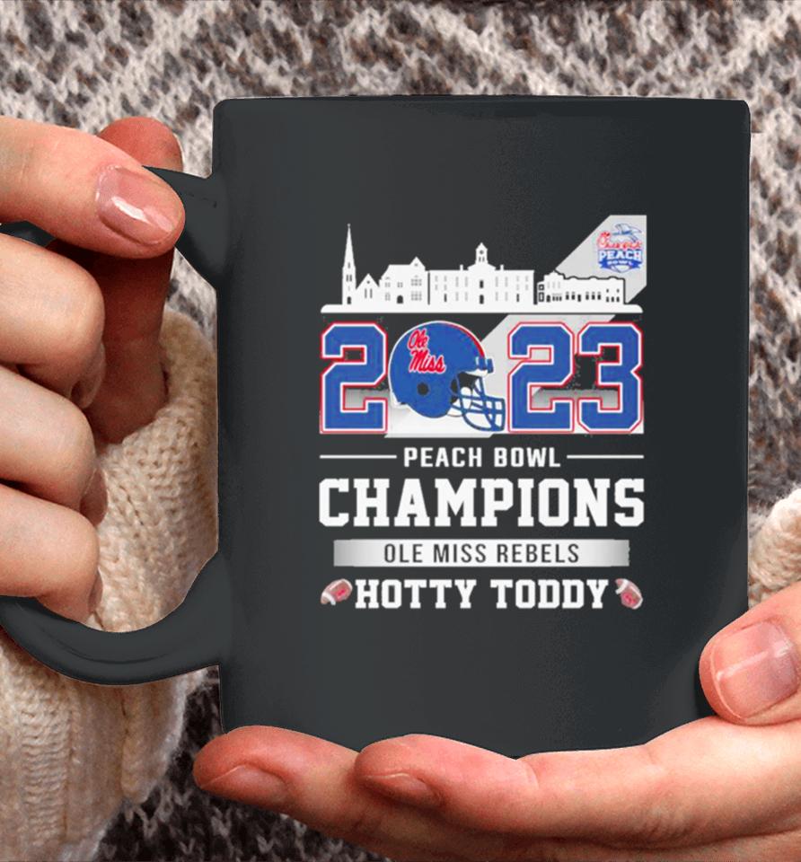 Ole Miss Rebels Football 2023 Peach Bowl Champions Hotty Toddy Helmet Coffee Mug